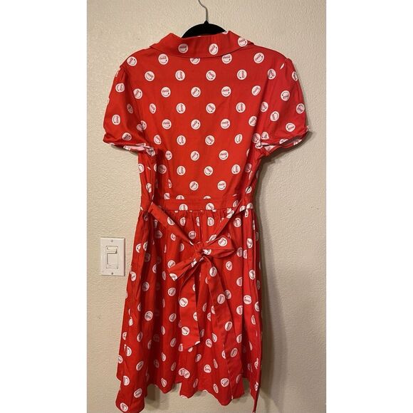Stitch Shoppe‎ Loungefly All Over Print Red White Coca-Cola Bottle Cap Dress L - Picture 2 of 13